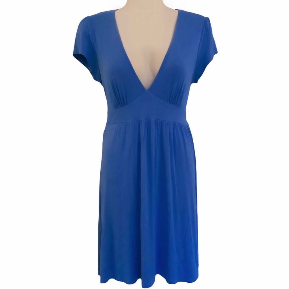 FOREVER 21 Blue V-Neck Cap Sleeve Dress Size Medium